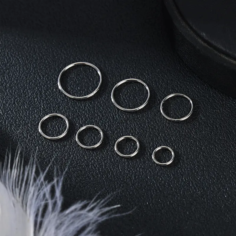 1 PC Stainless Steel Nose Ring Colorful Nostril Piercing Circle Septum Ring 16/18/20G Nose Clicker Simple Body Piercing 2