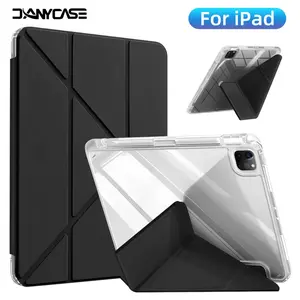DANYCASE Y-fold Clear Case for iPad 10th Gen Air 6th 11" Air 13 M2 M3 2025 11th 9th 8th 7th Gen 10.2 Air 5 Air 4 10.9 Pro 11 12.9 5th 6th 9.7 Mini 7 6 8.3'' Cover with Pencil Holder Casing