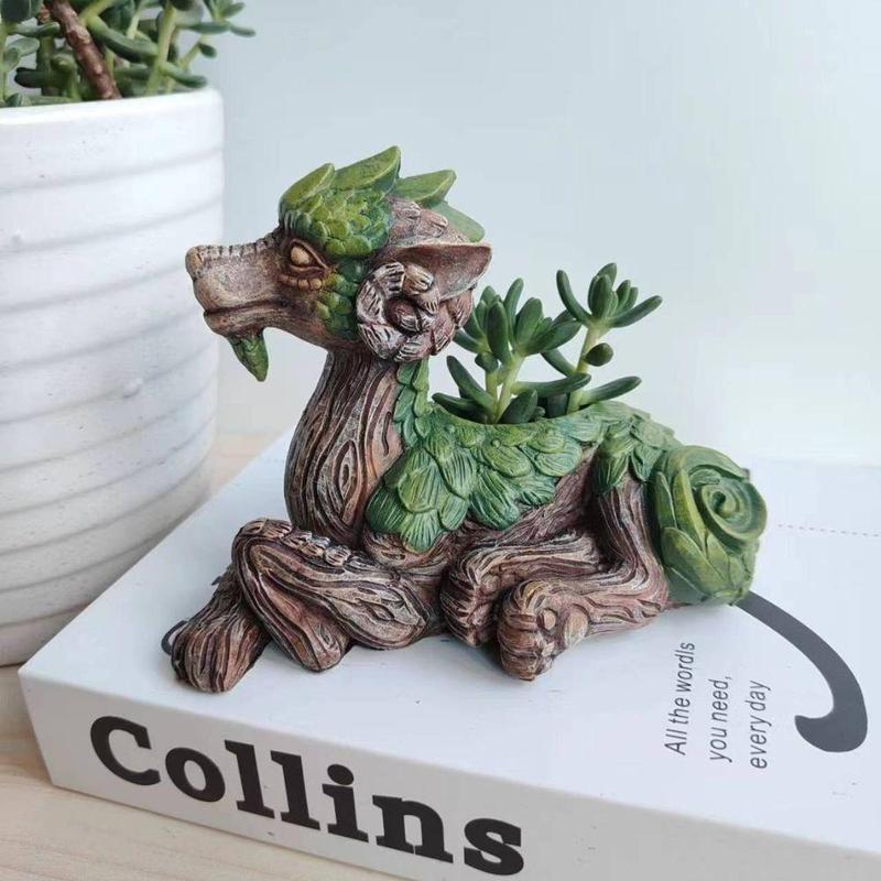 Creative Dragon Design Succulent Pot, 1 Count Cute Dragon Design Succulent Planter, Desktop Decoration Ornament for Home Garden Office, Home Decor, Garden Accessories, Room Accessories, Display, Decorative, Carving 5