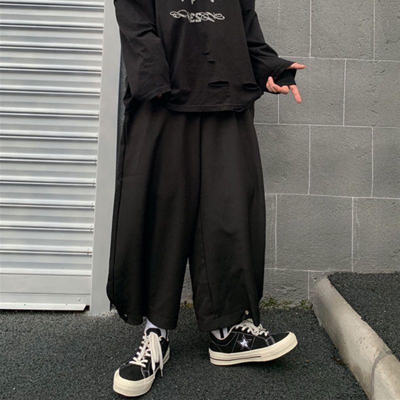 Quần Màu Tối, Phong Cách Harajuku Nhật Bản, Phong Cách Yamamoto, Đường Phố Cao Cấp, Thương Hiệu Hợp Xu Hướng Cho Nam Và Nữ, Quần Cropped Cho Cặp Đôi, Quần Đùi Bảo Hộ Lao Động, Ống Rộng, Chân Thẳng 2