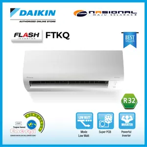 AC Split Daikin 0,5PK Flash Inverter Type FTKQ15UVM4 Fast Cooling Inverter Motor