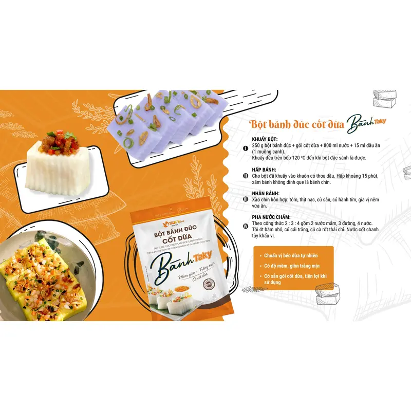 Bột bánh đúc cốt dừa pha sẵn Tài Ký 250g có sẵn gói cốt dừa  – Hàng chính hãng 2