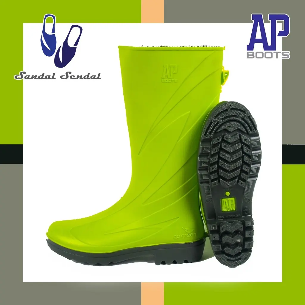 Sepatu Boot Tinggi AP 2017 AP BOOTS Green Lime Karet Lokal Anti Slip Air Lentur Perkebunan