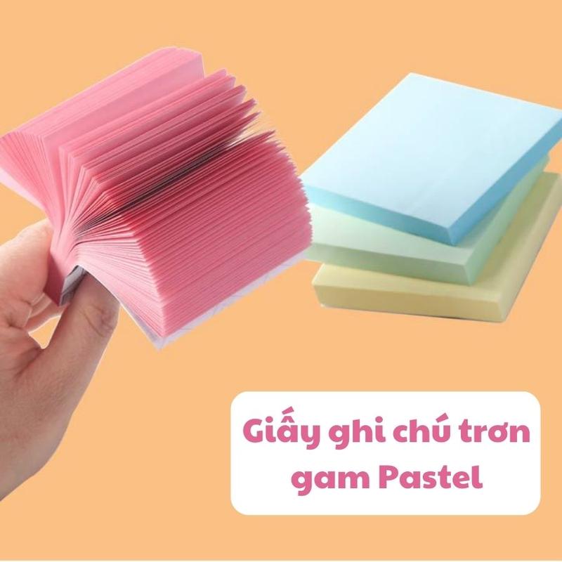 Giấy ghi chú trơn gam màu Pastel NO36, giấy ghi chú basic, nhãn dán note vuông 100 tờ giản đơn