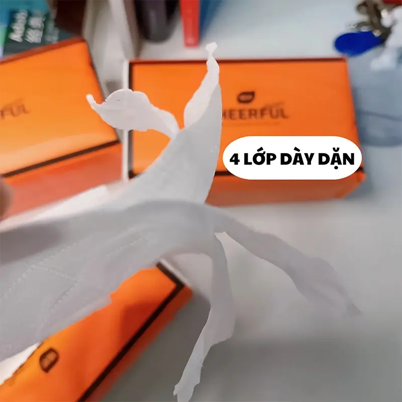 Thùng 20 gói giấy ăn CHEERFUL nội địa Trung - Giấy 4 lớp siêu dai Mecuken21 Khăn Giấy 5