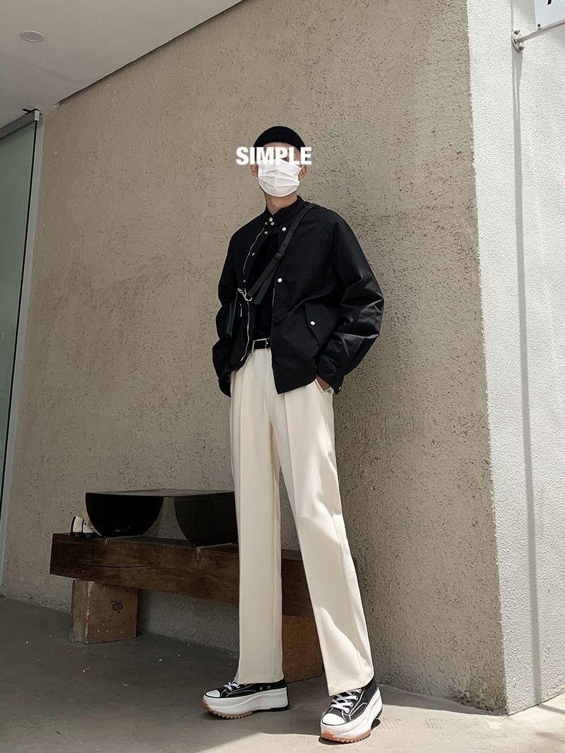 Product Introduction of Men's Spring Summer Wide Leg Dress Pants - Korean Style Loose Fit High Waist Office Trousers |   Trendy DK Straight Cut Formal Casual Pants for Students & Work 7