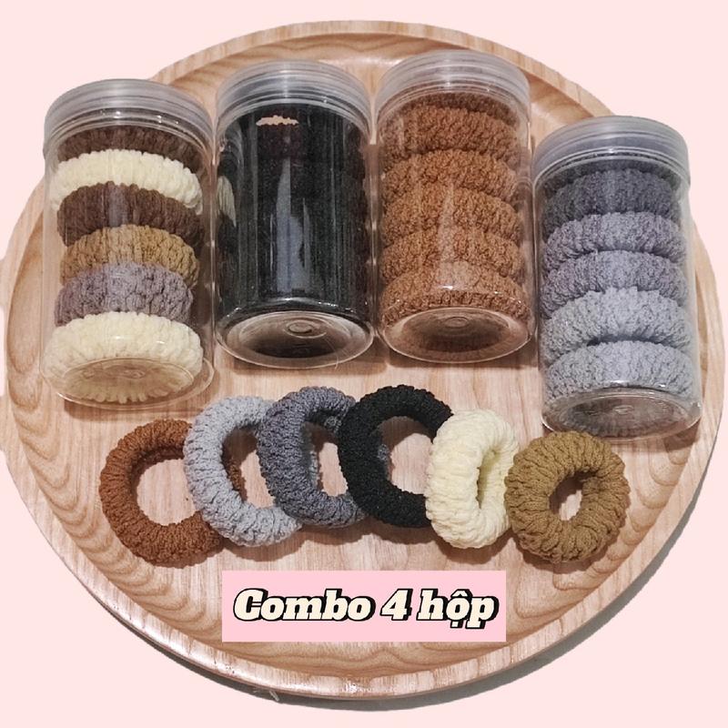 Combo 4 hộp 24 thun cột tóc đuôi ngựa cao su nhiều màu tùy chọn màu Dumi Shop