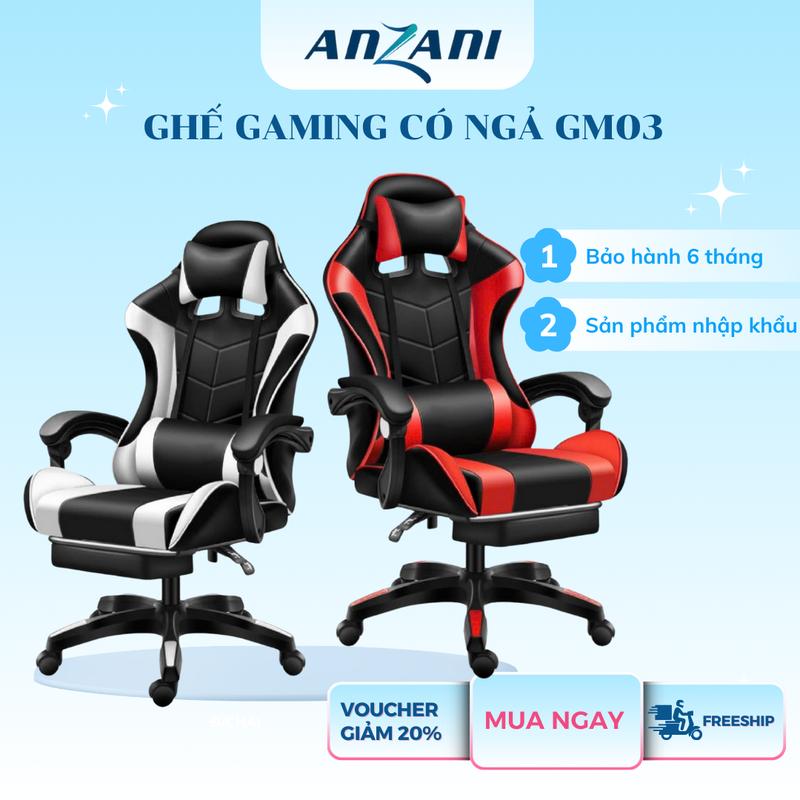 {GM03} Ghế Gaming ghế chơi game ghế livestream GM03 nhà Anzani có gác chân ngả 145 độ vô cùng êm ái ghế xoay 360 độ có 2 màu giá rẻ ghế game