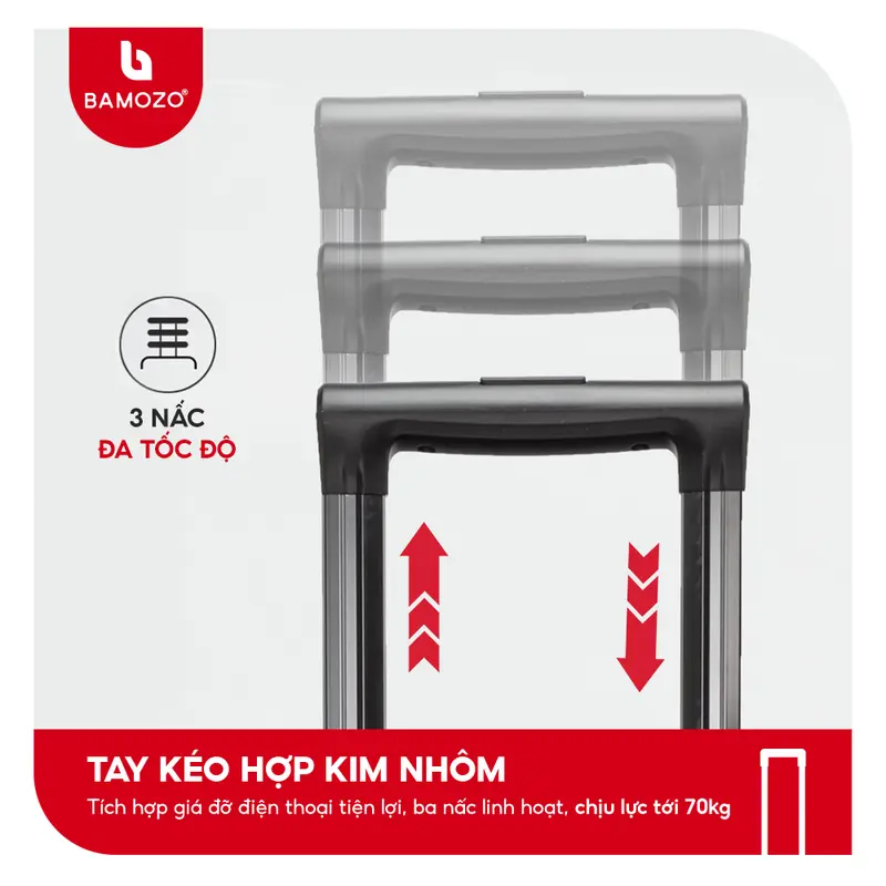 [COMBO SIZE 20+24] Vali Du Lịch Bamozo 9033 Vali Khóa Sập Cao Cấp Nam Nữ Size 20/24 nhựa PC nguyên khối Bảo Hành 5 Năm + Tặng bọc vali trong suốt 7