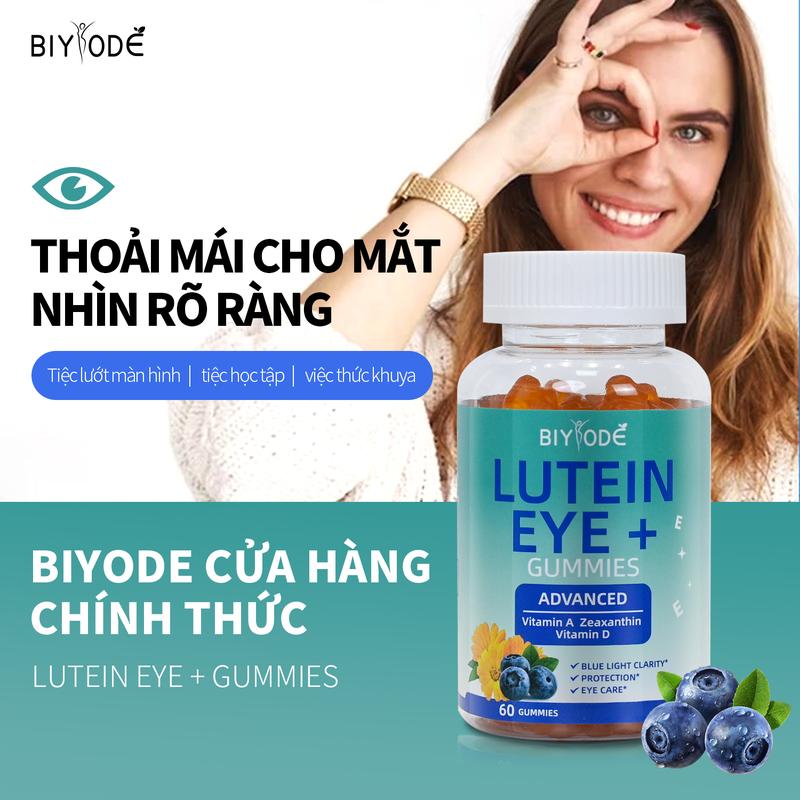 [24H] Khuyến cáo chính thức của BIYODE - Kẹo dẻo bảo vệ mắt Lutein + vitamin A + vitamin D + zeaxanthin, nhân viên văn phòng, học sinh hỗ trợ bảo vệ mắt bằng kẹo dẻo gấu 60 miếng(Giảm giá giới hạn 100 chai) ngocbich  collagen