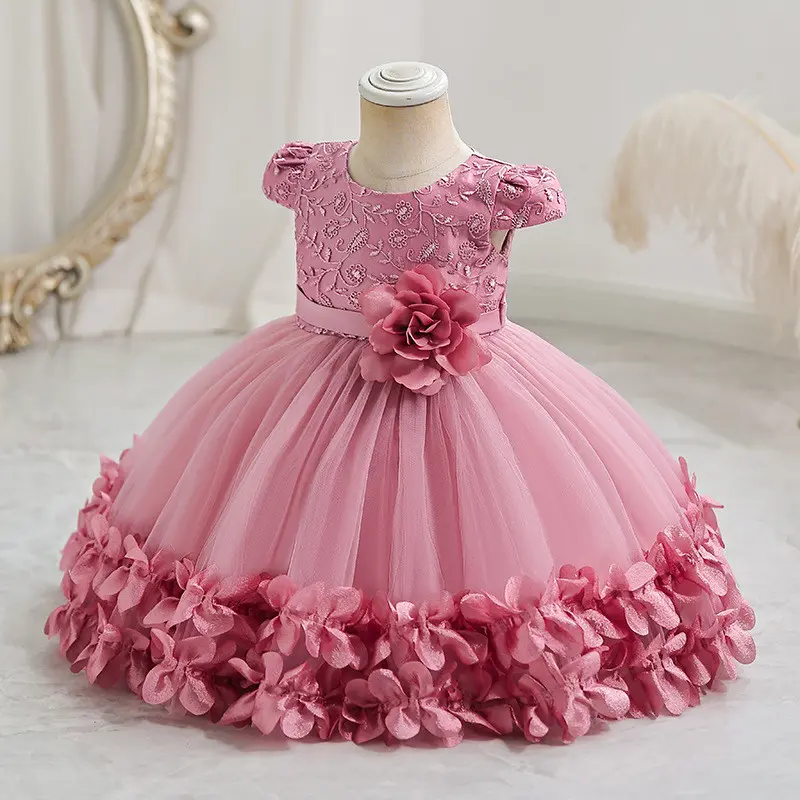 Formal Outfit for Baby Girl 1 Year Old Birthday Flower Princess Skirt Children Kids Dress Birthday Wedding Performance Gown