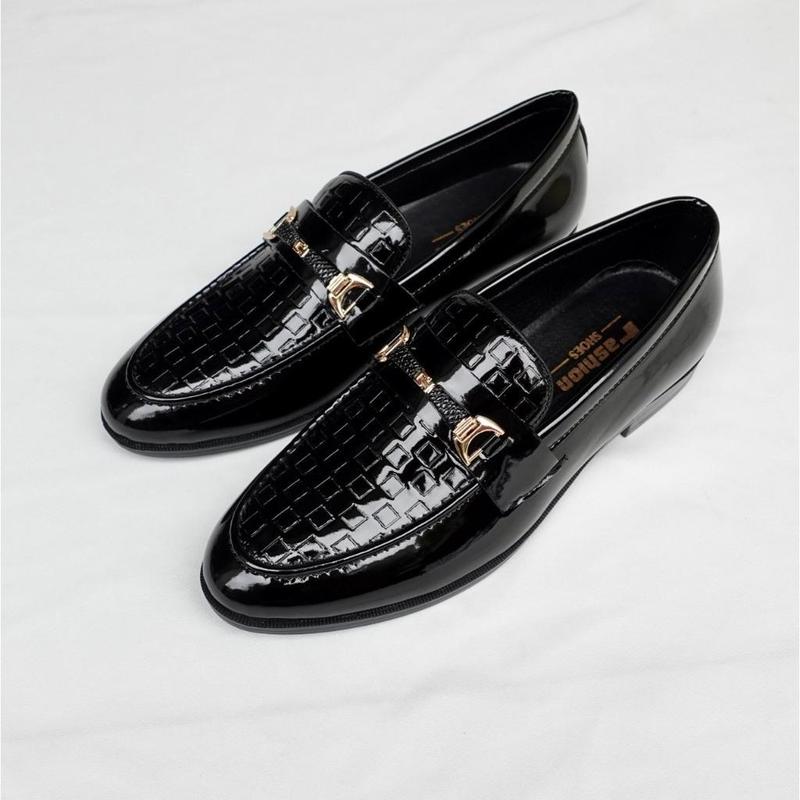 Giày lười nam thời trang cao cấp > Giày nam da bóng in caro tai khoá vàng sang trọng - full size 37-44 - Shoes 2