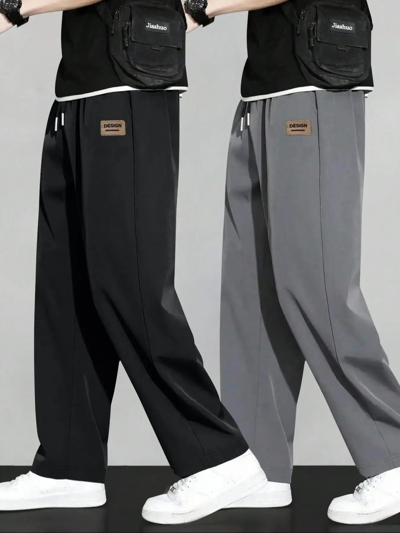 Men's Letter Print Straight Leg Pants, Casual Comfy Loose Trousers for Daily Wear, Men's Bottoms for All Seasons