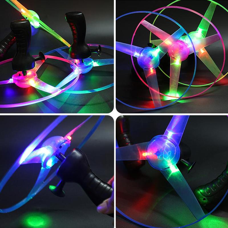 Product Introduction of LED Lighting Frisbee Propeller Helicopter Toy Pull String Flying Saucer UFO Children's Outdoor Luminous Toy 22