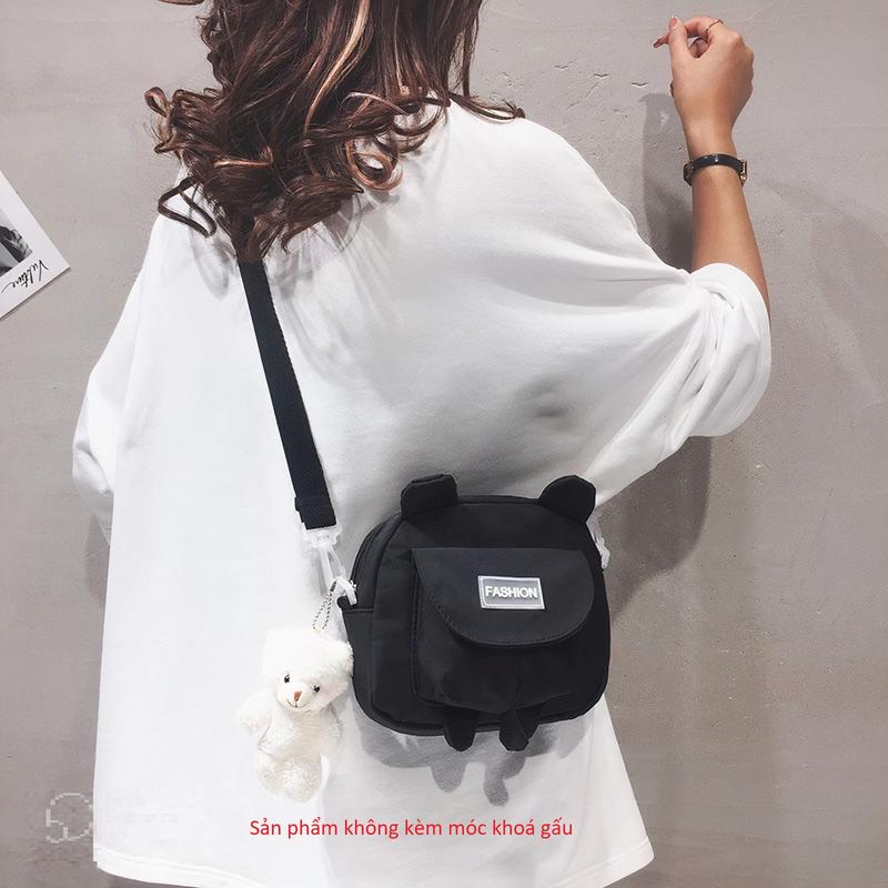 Túi tote mini vải canvas mềm đẹp đeo chéo phong cách Hàn Quốc giá rẻ (ko kèm móc khóa) Bag Nữ Đeo Vai Kem