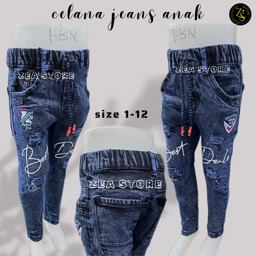 Celana Jeans Panjang Anak umur 4-13 tahun Sobek Modis Berkualitas Tinggi Nyaman dipakai Anak Cowok