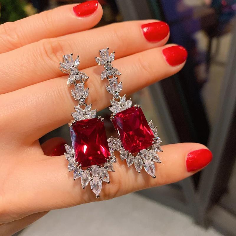 Product Introduction of 2022 New Arrival Ruby Gemstone Neckle Pendant Ring Drop Earrings Women's Luxury Wedding Party Jewelry Sets Anniversary Gift 4