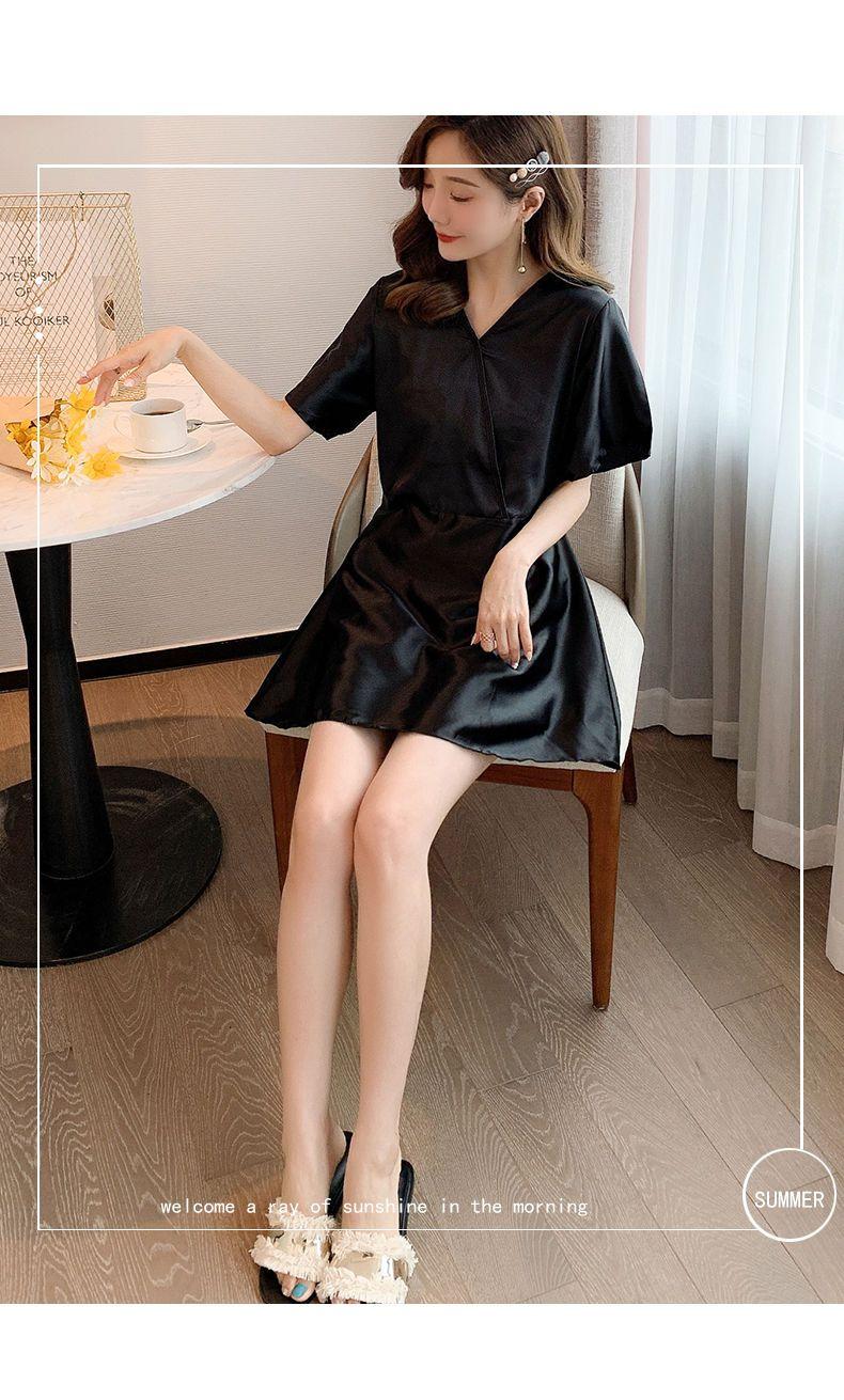 Product Introduction of Pajama women's summer short sleeved two-piece set, ice silk sweet Japanese style can be worn outside, spring and autumn home clothes, summer imitation silk Nightwear Womenswear Lingerie Loungewear Homewear Pjs Basic Minimalist 21