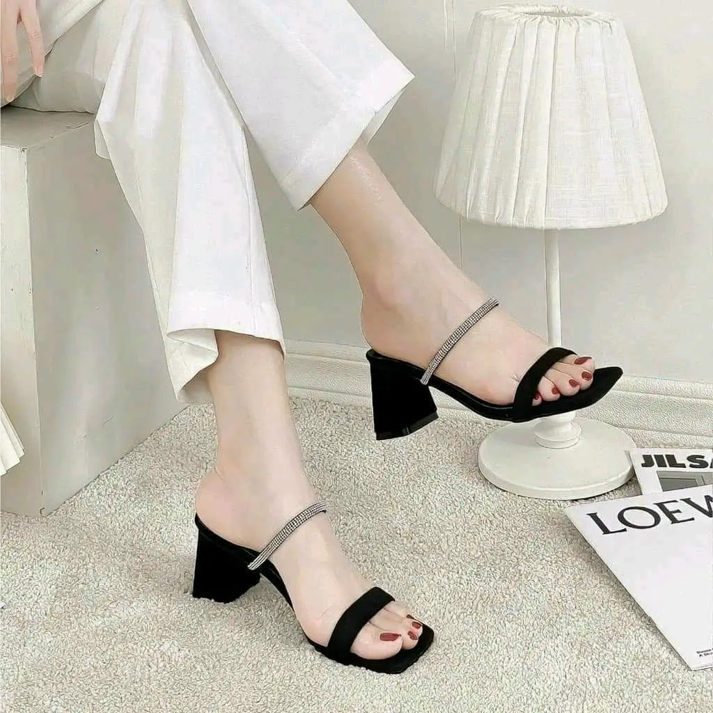 024 Gót xoàn nhuyễn quai ngang cao 5 phân thời trang nữ Mũi vuông DéP GiàY
