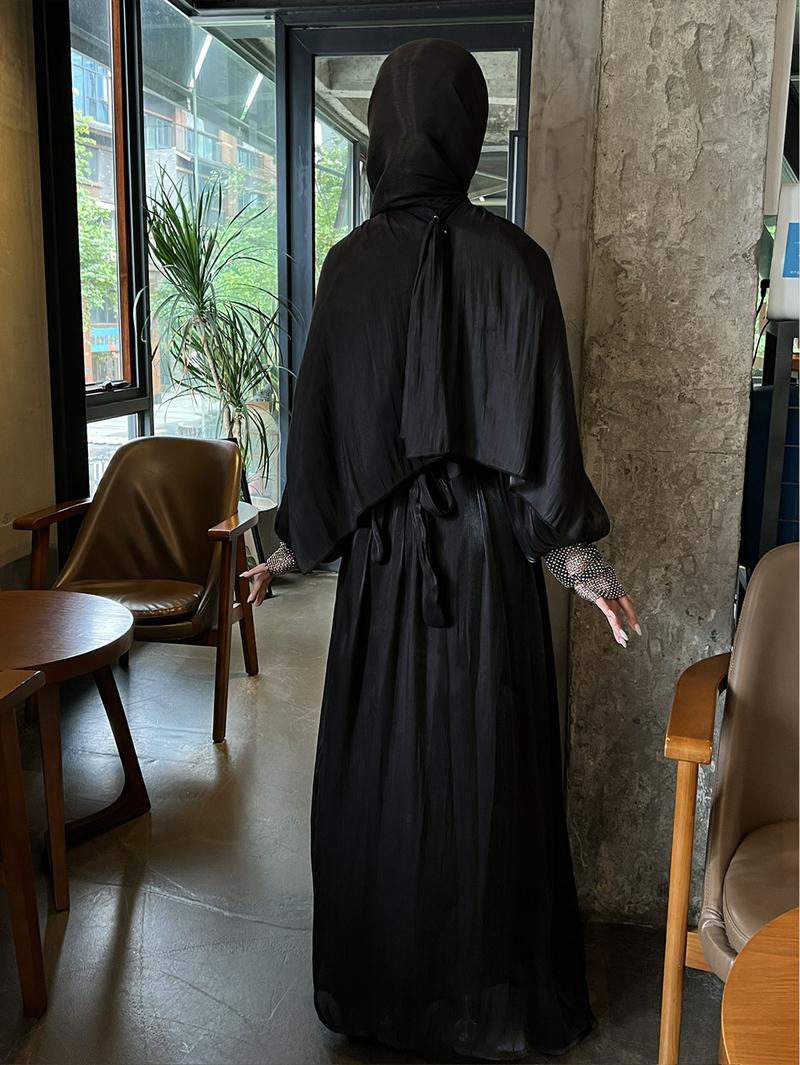 Product Introduction of 2025 Women's Clothing Muslim Abaya Chiffon Long Robe Dress Evening Gown 9