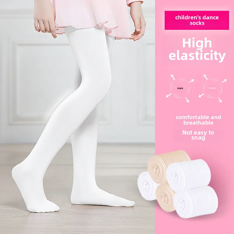 Children's Dance Socks Thin for Dancing Socks Leggings Girls' Stockings 90D White Pantyhose