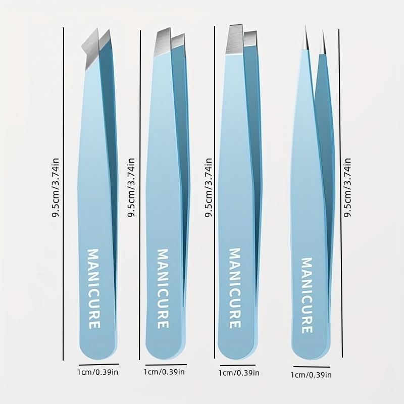 Portable Eyebrow Trimming Tool Set, 4pcs /set Stainless Steel Tweezers & Eyebrow Clips, Professional Makeup Tools for Women 7