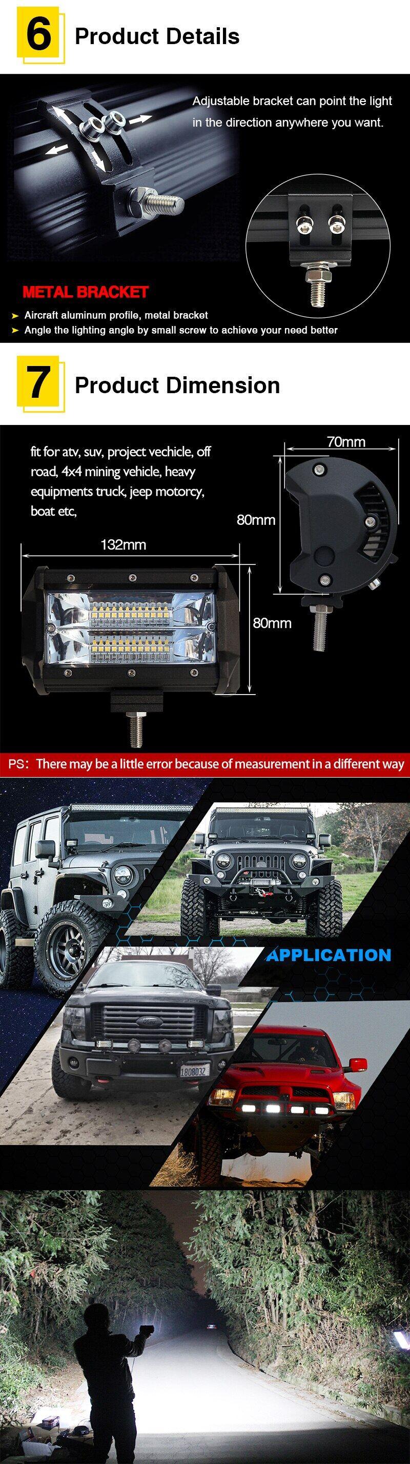 Product Introduction of Lampu LED Tembak Sorot  72W 24 Volt Putih Kuning 24 Mata 2 Susun Truk Bus Tronton Canter Fuso Bar Cree Mobil Motor 6000K Led Bar Untuk SUV Offroad ATV Lada Lampu Berkendara Car Styling 12