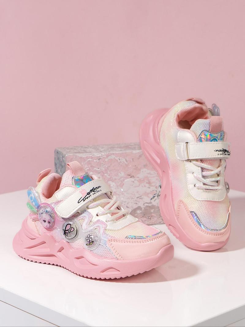 Product Introduction of Girl's Cute Cartoon Pattern Contrast Mesh Design Sneakers, Casual Comfortable Breathable Sports Shoes, All-match Round Toe Sneaker for Daily Wear 11