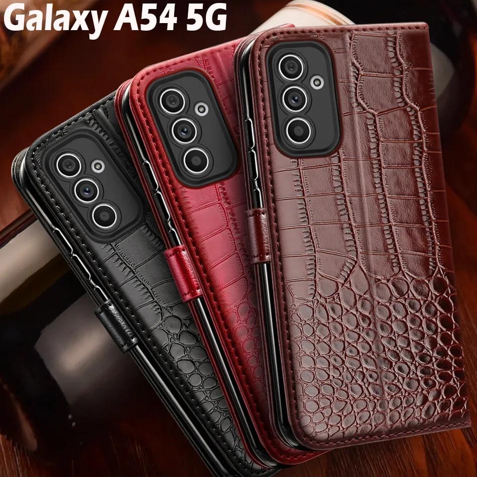 เคส Samsung Galaxy A54 5G, กระเป๋าสตางค์หนังแบบพลิกได้, เคส Samsung A54 5G, Coque, พร้อมฝาครอบแม่เหล