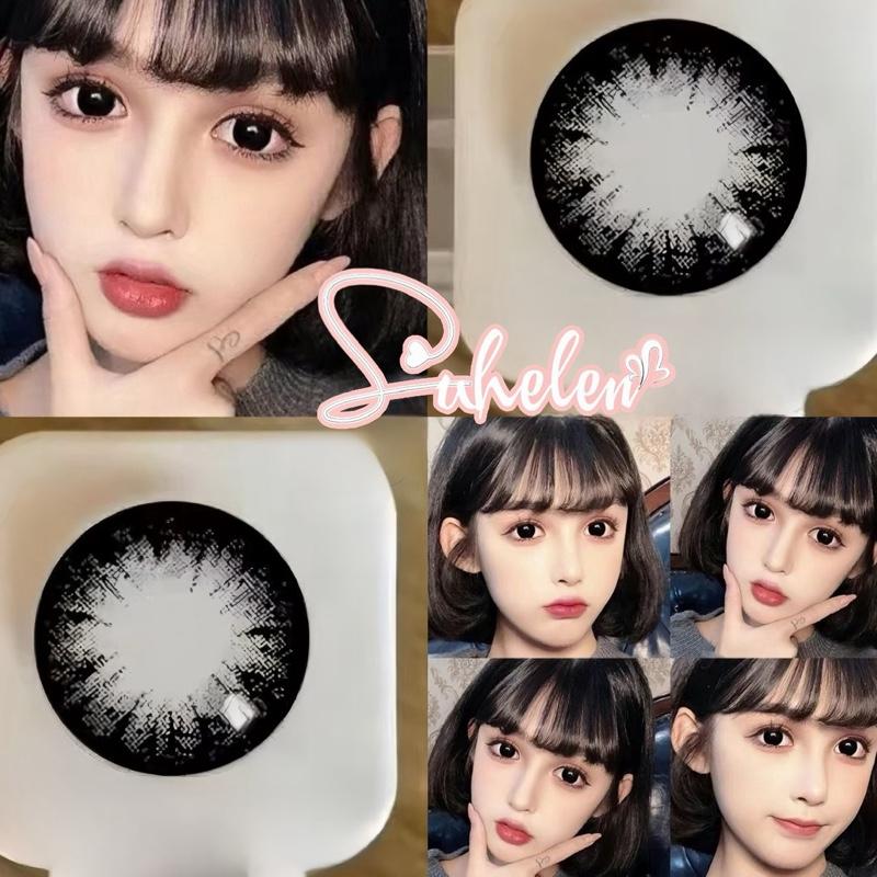 LENS (CÓ CẬN) -KÍNH ÁP TRÒNG MÀU ĐEN VN GIÃN TRÒNG MẮT DỄ THƯƠNG(Lens Olivia monrose)DIA : 14.5 VÀ 14.0