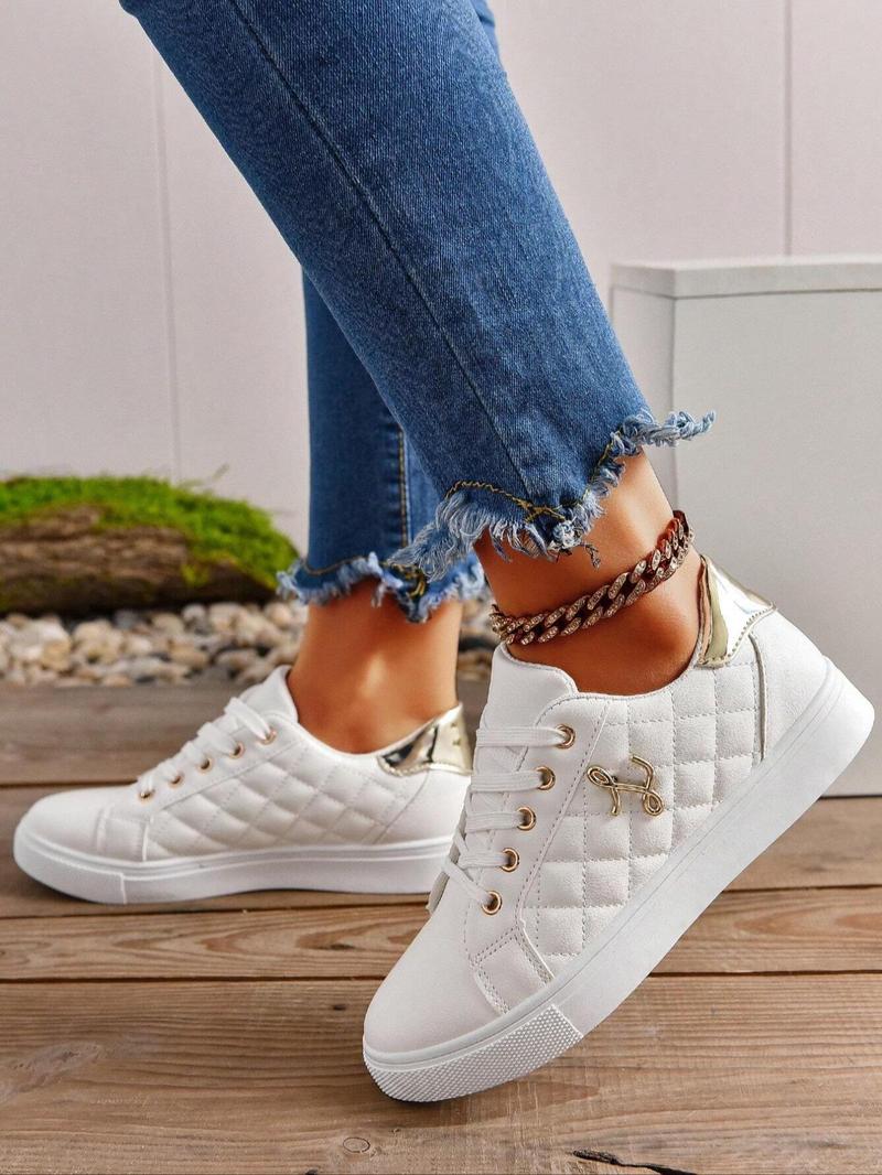 Product Introduction of Women's Fashionable Lace Up Sneakers, Casual Comfortable Sports Shoes for Daily Wear, Female All-match Round Toe Shoes for Spring & Fall 4