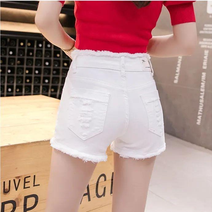 Quần Soóc Denim Co Giãn, Cạp Cao, Ôm Sát, Màu Đen Và Trắng, Phong Cách Hàn Quốc, Gợi Cảm, Quần Hot Mặc Trong Biến Mất, Dành Cho Nữ, Mặc Mùa Hè 0