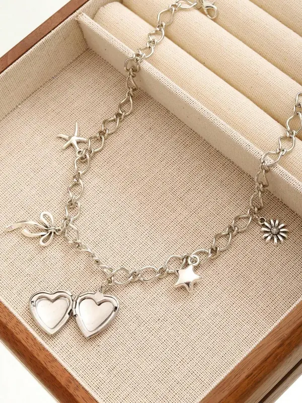 Cute Bow & Heart & Star Design Pendant Necklace, Fashion Jewelry for Party, Daily Clothing Decor, Trendy All-match & Exquisite Jewelry for Birthday Gift 3