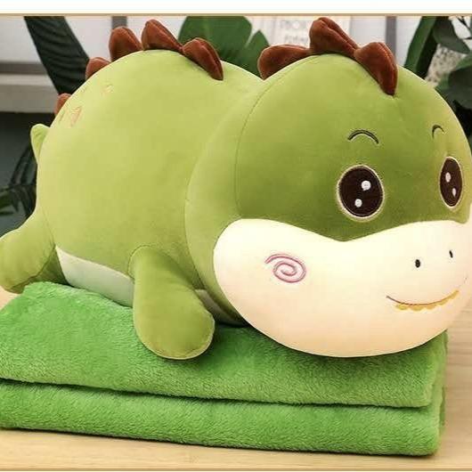 chăn gối văn phòng, gối kèm chăn, gối có mền bên trong hình thú khủng long xinh cho bé đi học, dul lịch dã ngoại, ngủ trưa văn phòng