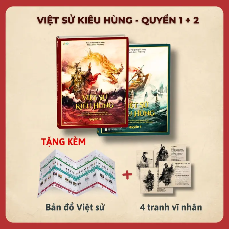 Combo 2 cuốn - Việt Sử Kiêu Hùng - Quyển 1 + 2 (Bìa Cứng) - Thầy Trần Việt Quân 0