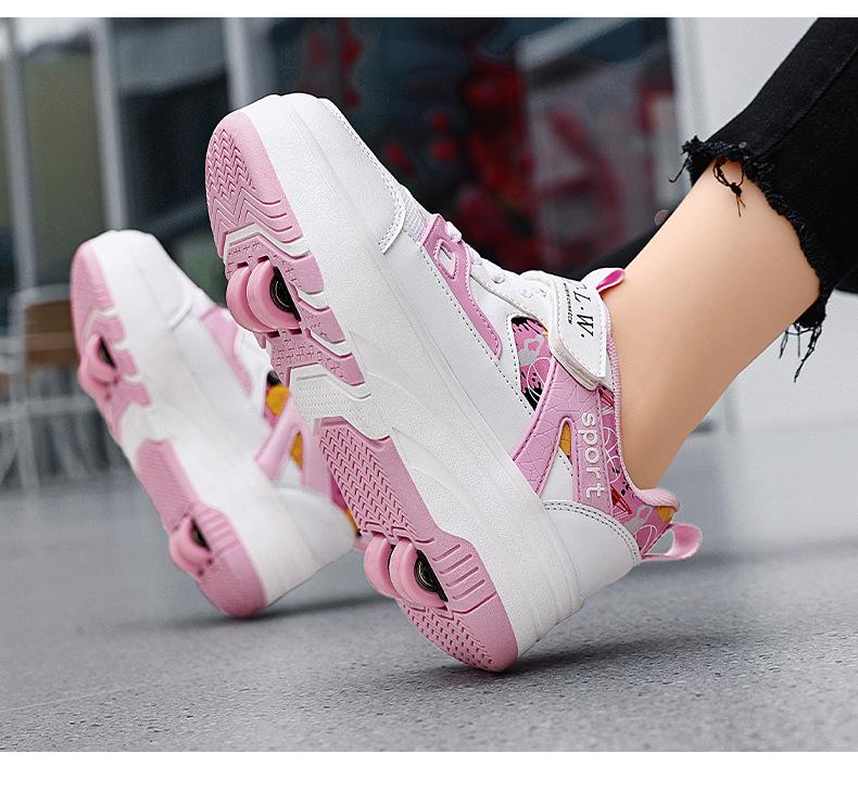 Product Introduction of In Stock Children's Heelys Shoes Roller Skates New Style Heelys Shoes Boys Invisible Student Roller Shoes Adults Walkable Slidable Casual Shoes Breathable Mesh Girls 30