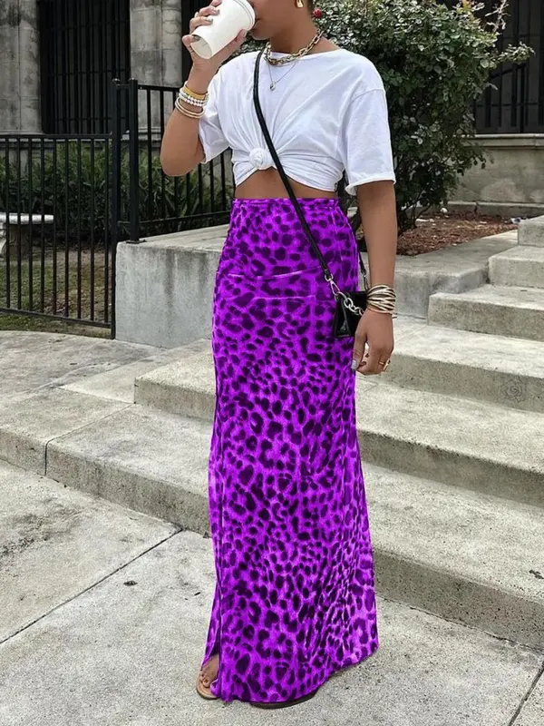 Women's Leopard Print High Waist Bodycon Skirt, Fashion Fitted Casual Long Skirt for Daily Outdoor Wear, Ladies Bottoms for Summer, Womenswear, Skirts for Women, Casual Fashionable Skirt, Boho Casual Skirt 5
