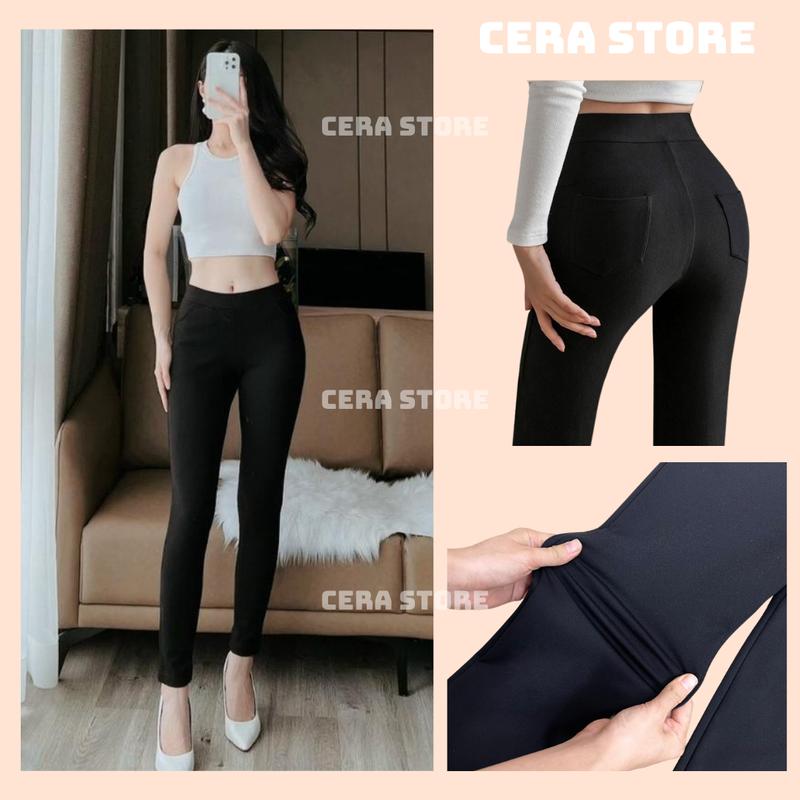 Quần Legging Nữ Chất Liệu UMI Dày Dặn Cạp Cao Gen Bụng Dáng Dài Có 4 Túi- SIÊU PHẨM