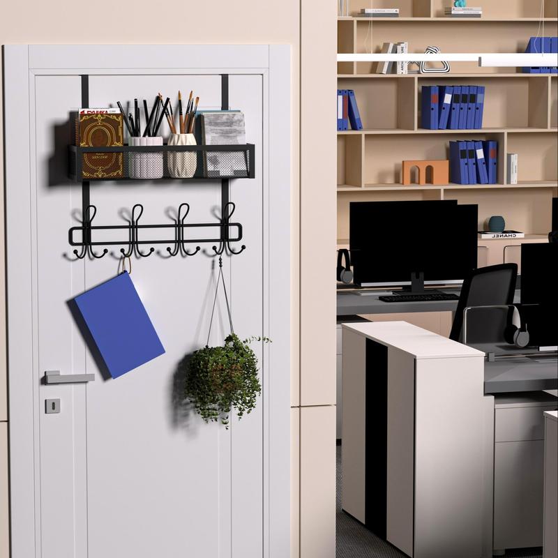 Product Introduction of Over The Door Hooks Organizer, Multifunctional Wall Mounted Storage Rack with 12 Hooks & Mesh Basket, Hanging Shelf, Home Organizer for Bathroom, Bedroom, Kitchen, Office, Hotel, Dormitory, Interior Decoration Items 14