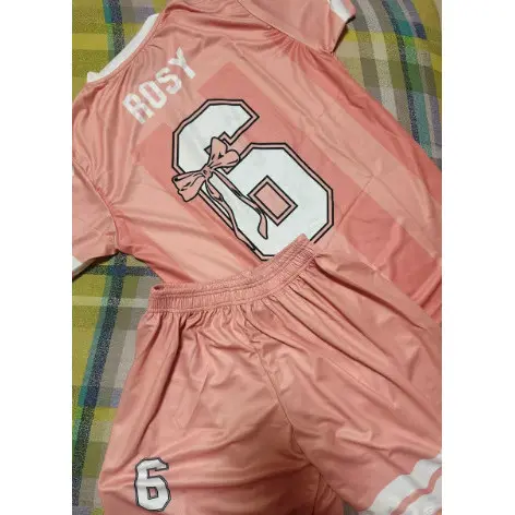 BAJU JERSEY COQUEETE RIBBON KOREA/ FUTSAL / VOLY / TENIS PINK AND WHITE COSTUME GRATIS NAMA DAN NOMOR PUNGGUNG BESETLLER