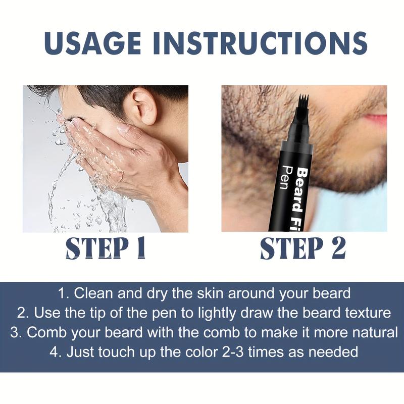 Product Introduction of Beard Filler Pen - Men's Gift Box Set With Vitamin E Detachable and easy-to-use filler pen to easily create a thick beard hairline Beard filler color Father's Day/boyfriend gift 7