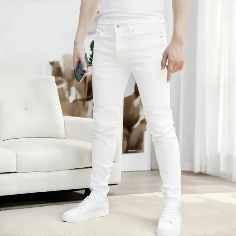 Quần jean dài nam màu đen wash trơn chất bò co dãn nhẹ QJ20 kiểu dáng skinny Menswear Pants 3