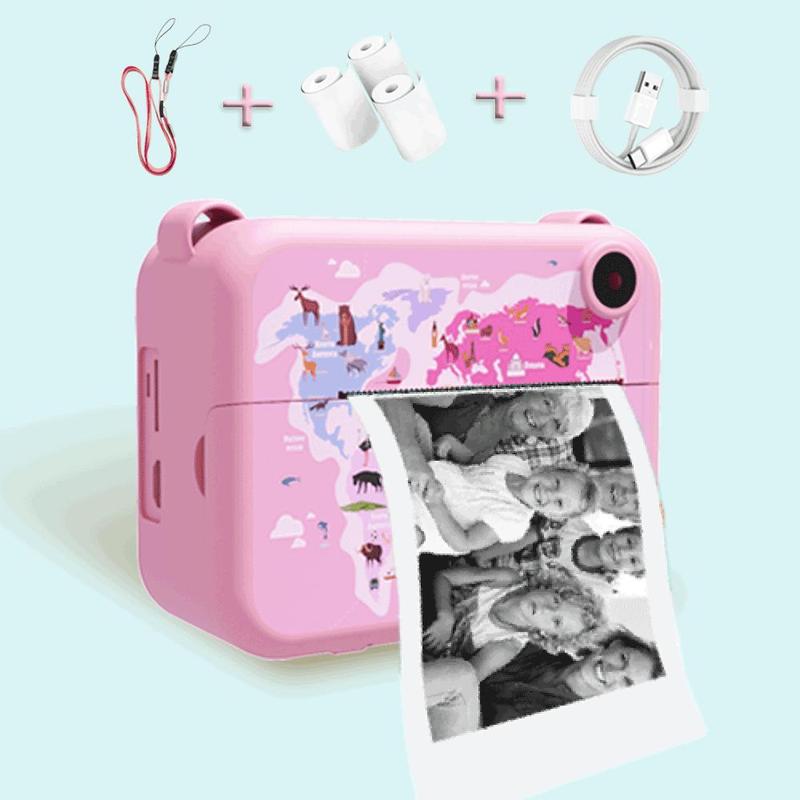 Instant Print Camera for Kids, 1 Set Selfie Digital Camera with 3 Rolls Print Paper & Lanyard, High Definition Video Camera, Portable Printer, Kids Toys, Teenage Boy Gift, Thanksgiving Gift Set, Stocking Filler, Valentine's Day Gift, Photographic Kit 2