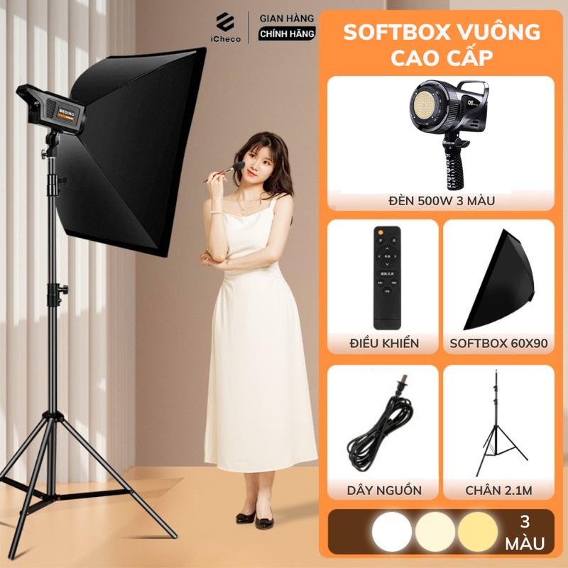 Đèn Softbox 60x90 Cao Cấp Ánh Sáng Mềm Không Chói 3 Màu Gập Gọn Dễ Lắp Đèn Livestream Chụp Sản Phẩm Studio Video Chuyên Nghiệp 500W –iCheco SBV69