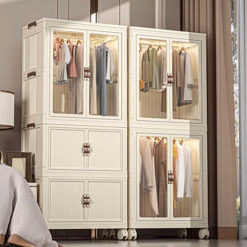 Tủ treo quần áo để đồ cho bé có bánh xe gấp gọn có cửa trong suốt nhựa cao cấp kệ  sắt