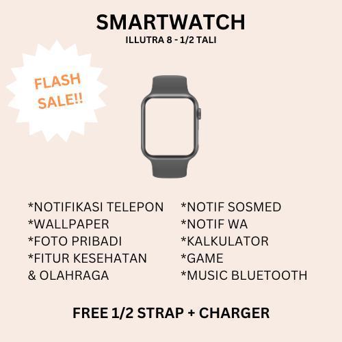 PAKET HEMAT BISA COD! SRS 8 BLUETHOOT SMARTWATCH [2 STRAP + TWS] BONUS JAM LED HITAM