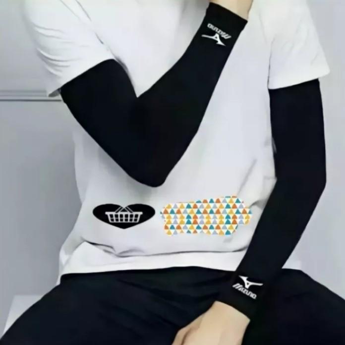 ARM SLEEVE MIZUNO MANSET TANGAN SEPEDA SARUNG LENGAN VOLLY,BERSEPEDA MANSET SPORTY SARUNG LENGAN HITAM POLOS Pakaian 2