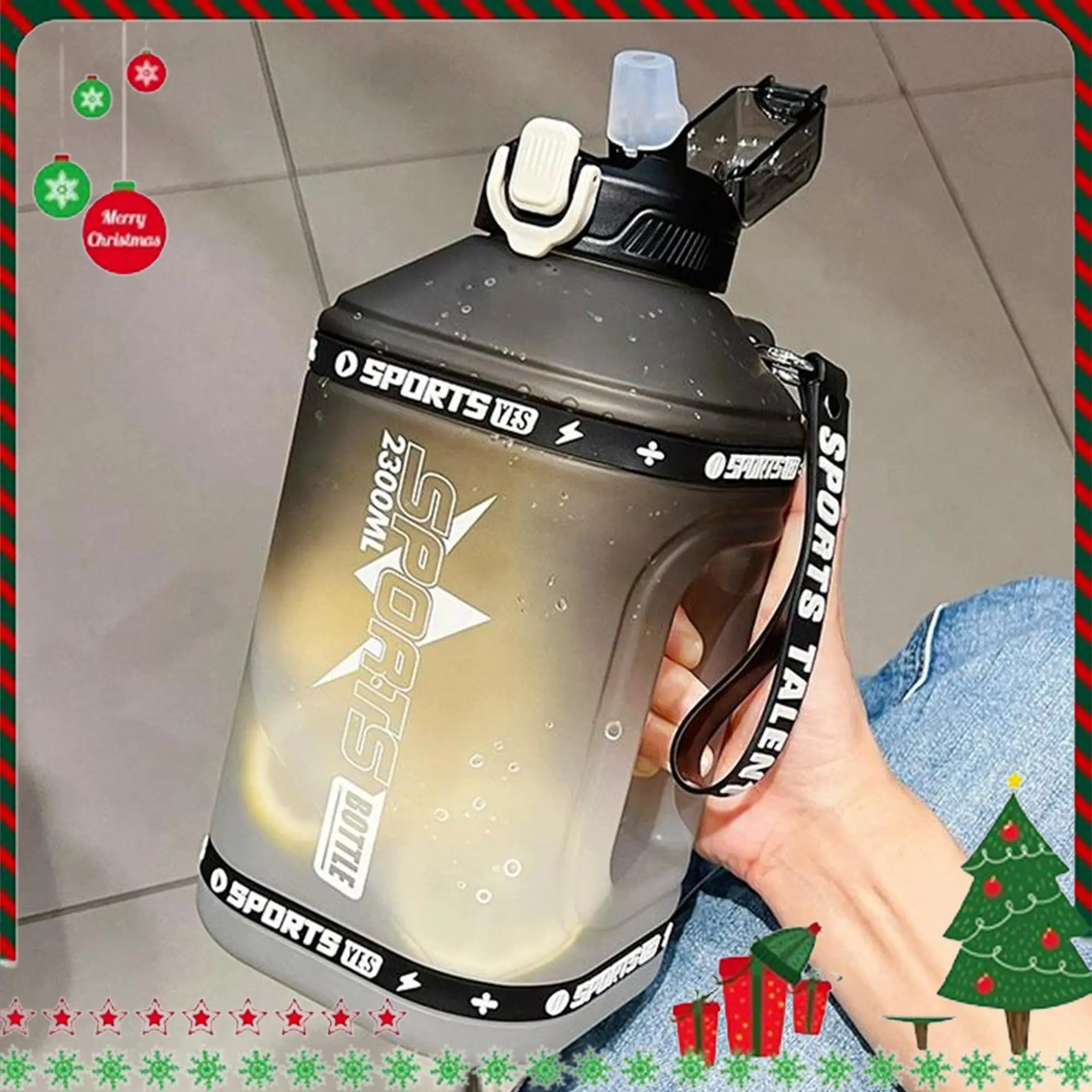 Portable Sports Water Bottle with Handle, Large Capacity Tumbler Cups, Frosted Gradient Water Jar with Straw, Drinking Supplies for Home Office and Outdoor Sports, Gifts for Girlfriend