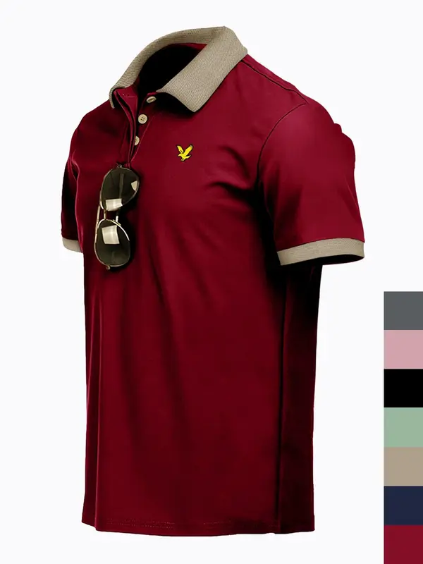 Men's Colorblock Print Polo Shirt, Regular Fit Casual Short Sleeve Collared Top for Summer, Fashion Men's Clothes for Daily Wear, Tropical 0