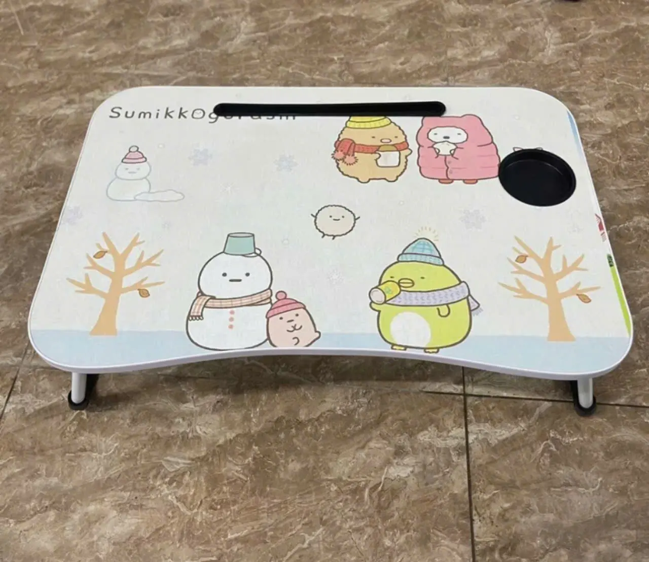 Bàn gấp mimi thông minh có khe cám điện thoai cốc đựng đồ size 40*60*28